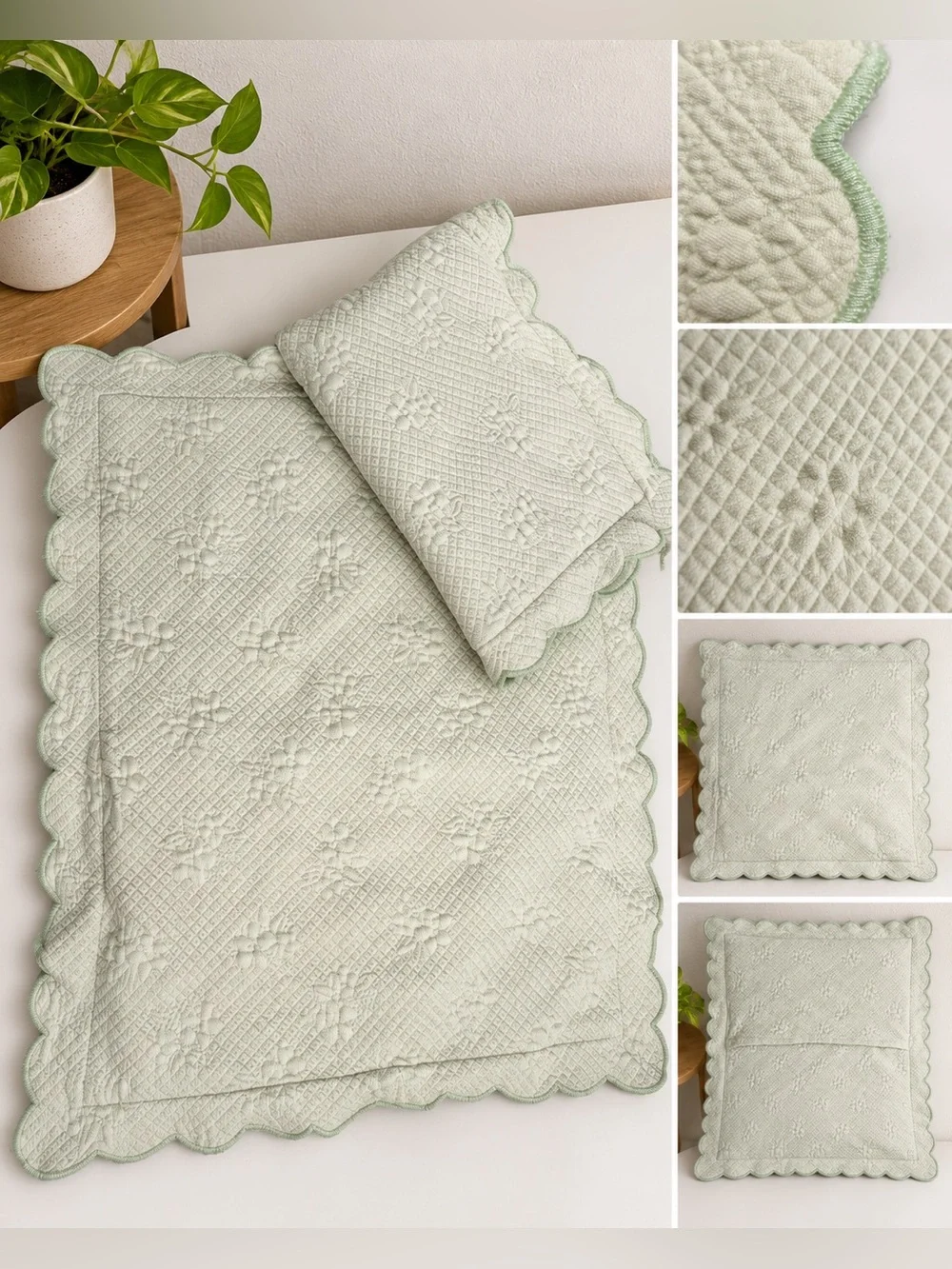 2-PC Pottery Barn Kids Diamond Quilted Scalloped Edge Standard Pillow Shams